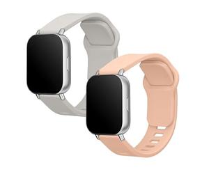 kwmobile Straps Compatible with Xiaomi Redmi Watch 5 Active/Watch 5 Lite Straps - 2x Replacement Silicone Watch Bands - Smartwatch or Fitness Tracker - Grey/Dusty Pink
