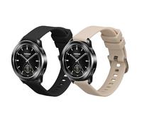 kwmobile Straps Compatible with Xiaomi Watch S3 Straps - 2x Replacement Silicone Watch Bands - Smartwatch or Fitness Tracker - Black/Cream