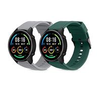 kwmobile Straps Compatible with Xiaomi Watch S4/S4 Sport/S3/S2/Watch S1 Active/Redmi Watch 5 Active Straps - 2x Replacement Silicone Watch Bands - Smartwatch or Fitness Tracker - Grey/Dark Green