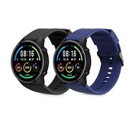 kwmobile Straps Compatible with Xiaomi Watch S4/S4 Sport/S3/S2/Watch S1 Active/Redmi Watch 5 Active Straps - 2x Replacement Silicone Watch Bands - Smartwatch or Fitness Tracker - Black/Dark Blue