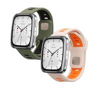 kwmobile Straps for 20mm Amazfit Active 2/2 Square/Active Edge/Bip 3 / GTS 3 4 Straps - 2x Replacement Silicone Watch Bands - Smartwatch or Fitness Tracker - Dark Green/Black/White/Orange