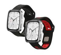 kwmobile Straps for 20mm Amazfit Active 2/2 Square/Active Edge/Bip 3 / GTS 3 4 Straps - 2x Replacement Silicone Watch Bands - Smartwatch or Fitness Tracker - Black/Grey/Black/Red