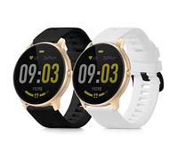 kwmobile Straps for AGPTEK LW11 Straps - 2x Replacement Silicone Watch Bands - Smartwatch or Fitness Tracker - White/Black