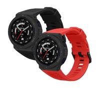 kwmobile Straps for Amazfit Active Edge (A2212) Straps - 2x Replacement Silicone Watch Bands - Smartwatch or Fitness Tracker - Black/Red