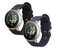 kwmobile Straps for Amazfit Active3 Premium Straps - 2x Replacement Silicone Watch Bands - Smartwatch or Fitness Tracker - Black/Dark Blue