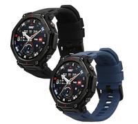 kwmobile Straps for Amazfit T-Rex3 Pro 44mm Straps - 2x Replacement Silicone Watch Bands - Smartwatch or Fitness Tracker - Black/Dark Blue