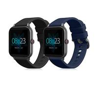 kwmobile Straps for Blackview R3 / R3 Pro Straps - 2x Replacement Silicone Watch Bands - Smartwatch or Fitness Tracker - Black/Dark Blue