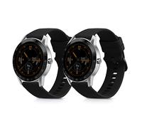 kwmobile Straps for Blackview X1 Smartwatch Straps - 2x Replacement Silicone Watch Bands - Smartwatch or Fitness Tracker - Black/Black