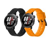 kwmobile Straps for COROS PACE 2 / APEX (42mm) Straps - 2x Replacement Silicone Watch Bands - Smartwatch or Fitness Tracker - Black/Orange