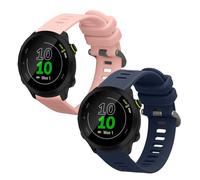 kwmobile Straps for Garmin Forerunner 55 / Forerunner 165/245 / 645/570 42mm Straps - 2x Replacement Silicone Watch Bands - Smartwatch or Fitness Tracker - Dark Blue/Dusty Pink