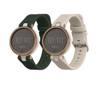 kwmobile Straps for Garmin Lily Sport Straps - 2x Replacement Silicone Watch Bands - Smartwatch or Fitness Tracker - Dark Green/Beige