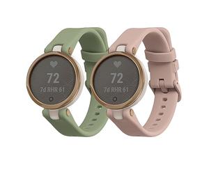 kwmobile Straps for Garmin Lily Sport Straps - 2x Replacement Silicone Watch Bands - Smartwatch or Fitness Tracker - Pastel Green/Dusty Pink
