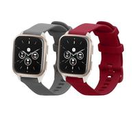 kwmobile Straps for Garmin Venu Sq 2 Music/Sq 2 / Vivoactive 6 / Vivoactive 5 Straps - 2x Replacement Silicone Watch Bands - Smartwatch or Fitness Tracker - Grey/Bordeaux