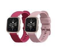 kwmobile Straps for Garmin Venu Sq 2 Music/Sq 2 / Vivoactive 6 / Vivoactive 5 Straps - 2x Replacement Silicone Watch Bands - Smartwatch or Fitness Tracker - Dusty Pink/Bordeaux