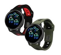 kwmobile Straps for Garmin vivoactive 6 / vivomove Trend/Forerunner 55 Straps - 2x Replacement Silicone Watch Bands - Smartwatch or Fitness Tracker - Black/Red/Dark Green/Black