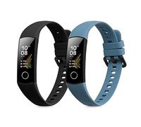 kwmobile Straps for HONOR Band 5 / Band 4 Straps - 2x Replacement Silicone Watch Bands - Smartwatch or Fitness Tracker - Black/Blue Grey
