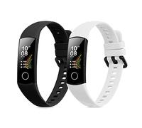 kwmobile Straps for HONOR Band 5 / Band 4 Straps - 2x Replacement Silicone Watch Bands - Smartwatch or Fitness Tracker - Black/White