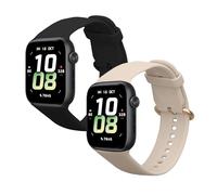 kwmobile Straps for HONOR Watch 5 (STL-L19) Straps - 2x Replacement Silicone Watch Bands - Smartwatch or Fitness Tracker - Black/Beige