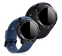 kwmobile Straps for HONOR Watch GS Pro Straps - 2x Replacement Silicone Watch Bands - Smartwatch or Fitness Tracker - Black/Dark Slate