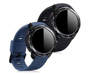 kwmobile Straps for HONOR Watch GS Pro Straps - 2x Replacement Silicone Watch Bands - Smartwatch or Fitness Tracker - Black/Dark Slate