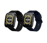 kwmobile Straps for Huami 22mm Amazfit Bip 6 / Bip 5 Unity/Bip 5 / GTS 3 / Balance 2 / Helio Strap Straps - 2x Replacement Silicone Watch Bands - Smartwatch or Fitness Tracker - Black/Dark Blue