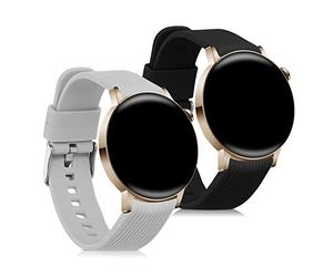 kwmobile Straps for Huawei Watch GT 3 Pro 43mm / Watch GT3 42mm / GT2 42mm / MagicWatch 2 42mm Straps - 2x Replacement Silicone Watch Bands - Smartwatch or Fitness Tracker - Black/Grey/Grey