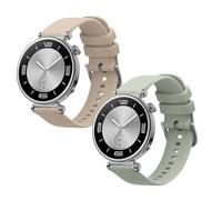 kwmobile Straps for Huawei Watch GT5 41mm / GT5 Pro 42mm / Watch GT4 41mm Straps - 2x Replacement Silicone Watch Bands - Smartwatch or Fitness Tracker - Pastel Green/Beige