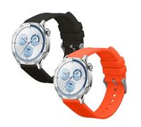 kwmobile Straps for Huawei Watch GT5 46mm / GT5 Pro 46mm Straps - 2x Replacement Silicone Watch Bands - Smartwatch or Fitness Tracker - Dark Grey/Orange