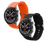 kwmobile Straps for OnePlus Watch 3/2 / 2R / Oppo Watch X2 Straps - 2x Replacement Silicone Watch Bands - Smartwatch or Fitness Tracker - Black/Orange