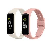 kwmobile Straps for Samsung Galaxy Fit 2 Straps - 2x Replacement Silicone Watch Bands - Smartwatch or Fitness Tracker - White/Dusty Pink