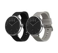 kwmobile Straps for Withings ScanWatch 38mm / Steel HR 36mm / Move ECG Straps - 2x Replacement Silicone Watch Bands - Smartwatch or Fitness Tracker - Black/Grey