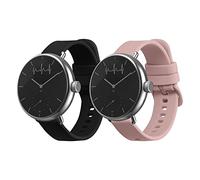 kwmobile Straps for Withings ScanWatch 38mm / Steel HR 36mm / Move ECG Straps - 2x Replacement Silicone Watch Bands - Smartwatch or Fitness Tracker - Black/Dusty Pink