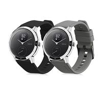 kwmobile Straps for Withings ScanWatch 42mm / Steel HR 40mm / ScanWatch Horizon Straps - 2x Replacement Silicone Watch Bands - Smartwatch or Fitness Tracker - Black/Grey