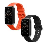 kwmobile Straps for Xiaomi Mi Band 7 Pro Straps - 2x Replacement Silicone Watch Bands - Smartwatch or Fitness Tracker - Black/Orange