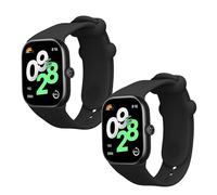 kwmobile Straps for Xiaomi Redmi Watch 4 / Watch 5 / Watch 5 eSIM Straps - 2x Replacement Silicone Watch Bands - Smartwatch or Fitness Tracker - Black/Black