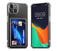 kwmobile TPU Case with Card Slot Compatible with Apple iPhone 15 Case - Shockproof Wallet Smartphone Cover - Built in Card Holder - Transparent