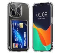 kwmobile TPU Case with Card Slot Compatible with Apple iPhone 15 Pro Case - Shockproof Wallet Smartphone Cover - Built in Card Holder - Transparent