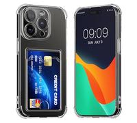 kwmobile TPU Case with Card Slot Compatible with Apple iPhone 15 Pro Max Case - Shockproof Wallet Smartphone Cover - Built in Card Holder - Transparent