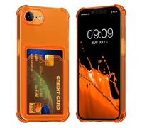 kwmobile TPU Case with Card Slot Compatible with Apple iPhone 17e / iPhone 16e Case - Shockproof Wallet Smartphone Cover - Built in Card Holder - Fruity Orange/Transparent