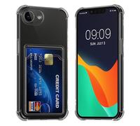 kwmobile TPU Case with Card Slot Compatible with Apple iPhone 17e / iPhone 16e Case - Shockproof Wallet Smartphone Cover - Built in Card Holder - Black/Transparent