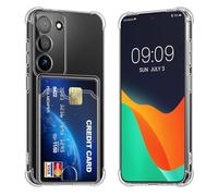 kwmobile TPU Case with Card Slot Compatible with Samsung Galaxy S23 Case - Shockproof Wallet Smartphone Cover - Built in Card Holder - Transparent