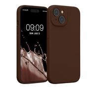 kwmobile TPU Cover for Apple iPhone 15 Case - Slim Silicone Phone Cover with Soft Touch Finish - Chocolate