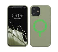 kwmobile TPU Silicone Case Compatible with Apple iPhone 12 mini - Case Magnetic Cover - Compatible with MagSafe - Gray Green