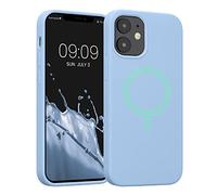 kwmobile TPU Silicone Case Compatible with Apple iPhone 12 mini - Case Magnetic Cover - Compatible with MagSafe - Light Blue Matte