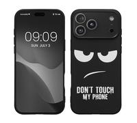 kwmobile TPU Silicone Case Compatible with Apple iPhone 17 Pro Max - Case Soft Cover - Don't Touch My Phone White/Black