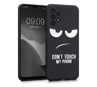 kwmobile TPU Silicone Case Compatible with Samsung Galaxy A13 4G - Case Soft Cover - Don't Touch My Phone White/Black