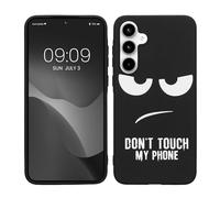 kwmobile TPU Silicone Case Compatible with Samsung Galaxy A35 - Case Soft Cover - Don't Touch My Phone White/Black