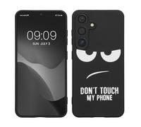 kwmobile TPU Silicone Case Compatible with Samsung Galaxy S25 - Case Soft Cover - Don't Touch My Phone White/Black