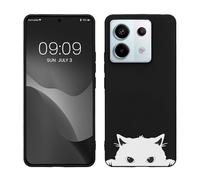 kwmobile TPU Silicone Case Compatible with Xiaomi Redmi Note 13 Pro 5G / Poco X6 5G - Case Soft Cover - Curious Cat Black/White