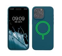 kwmobile TPU Silicone Case for Apple iPhone 15 Pro Max - Magnetic Phone Cover Compatible with MagSafe, Soft Non-Slip Protective Case, Teal Matte